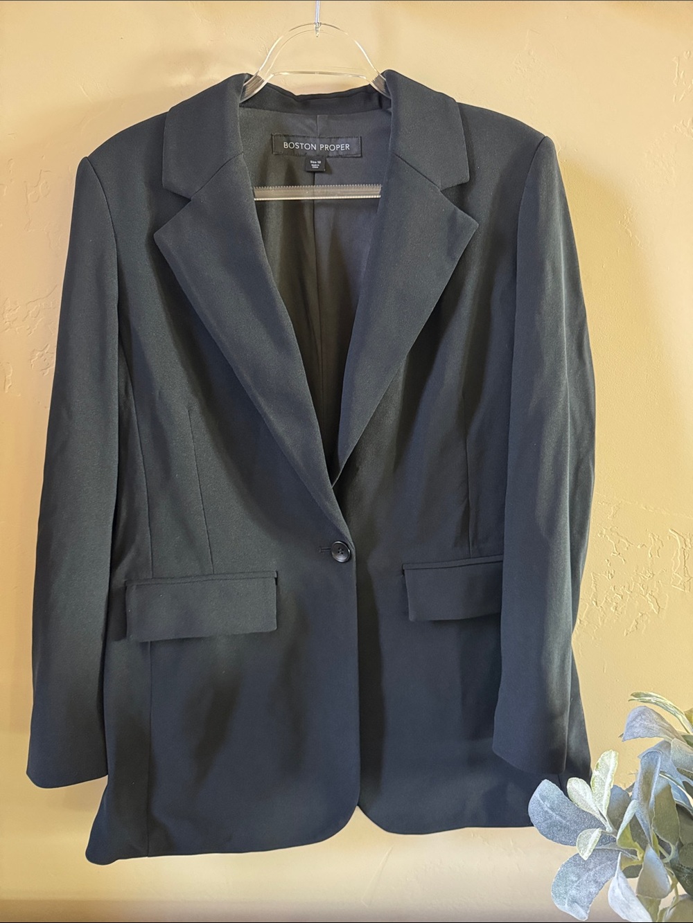 Boston Proper Black Single-Button Notch Lapel Blazer